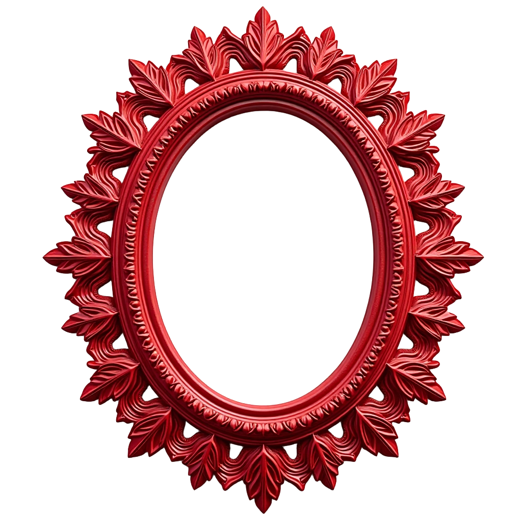 Red Ornate Oval Frame